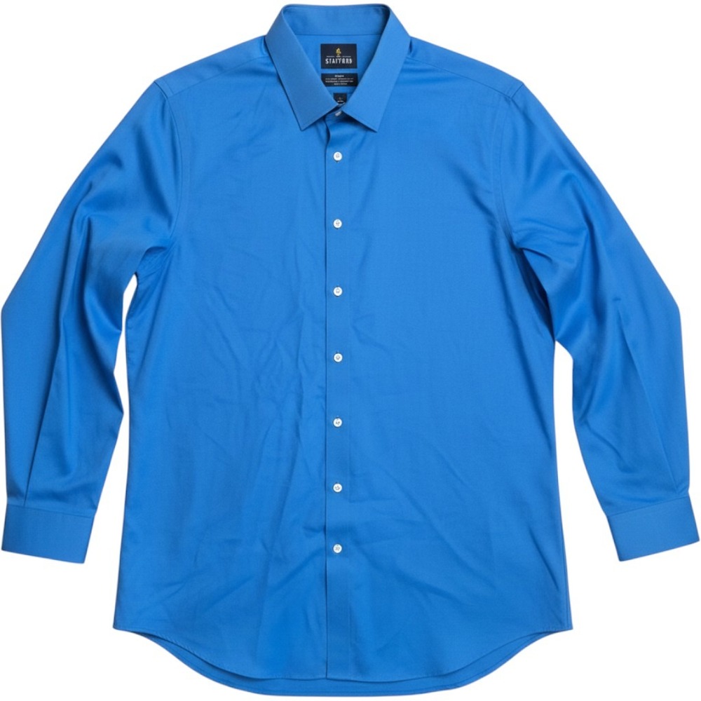 Stafford Mens Travel Easy Care Broadcloth Dress Shirt Blue 3XL Big 19-19.5 34-35